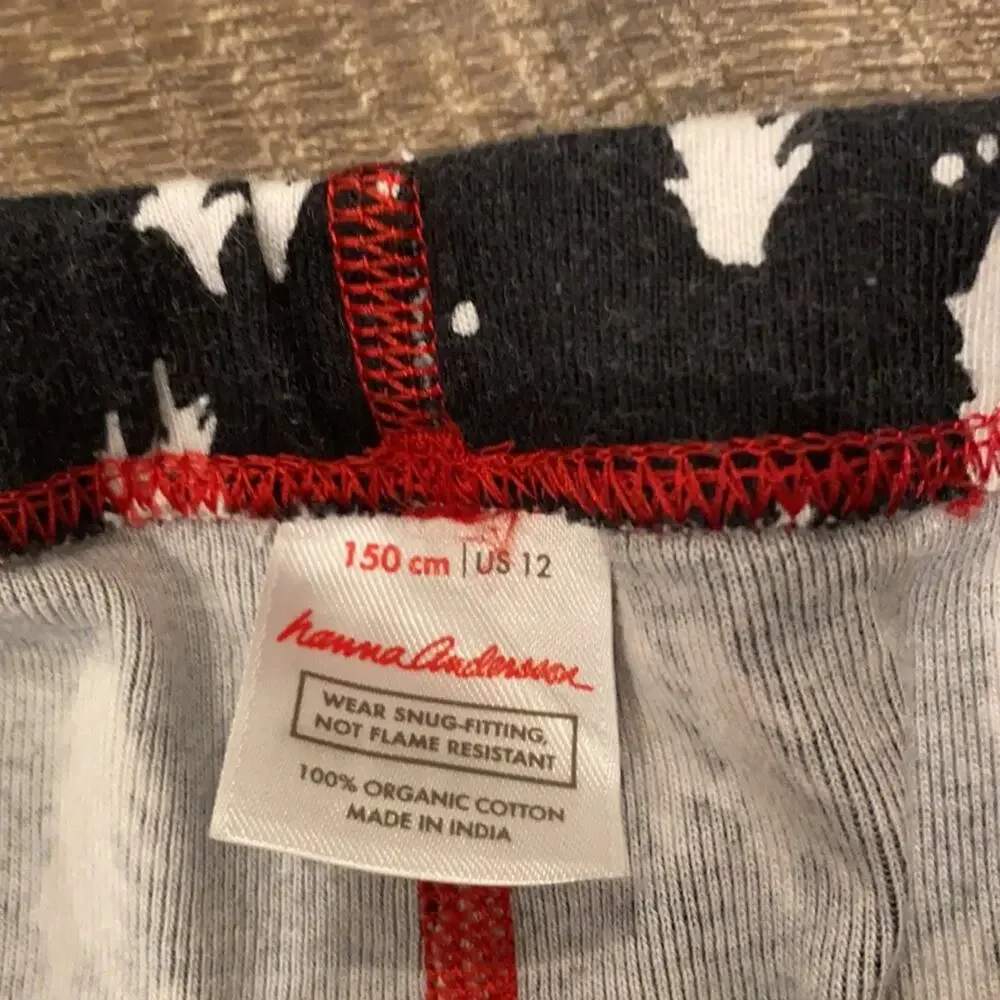 HANNA ANDERSSON Black White Tree Pajama Pants US 12 Hanna 150